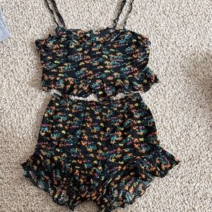Free People Black Floral Pajama Set